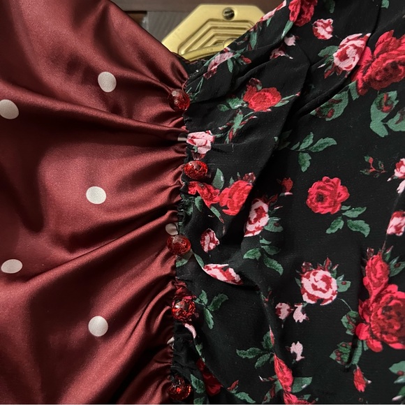 For Love and Lemons Cher Ruched Mini Dress Floral Polka Dot Medium - Picture 6 of 15